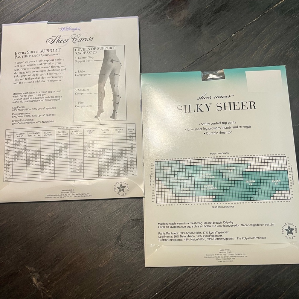 Vintage Sheer Caress Silky Sheer Pantyhose in Smoke Grey and Taupe - Picture 2 of 2